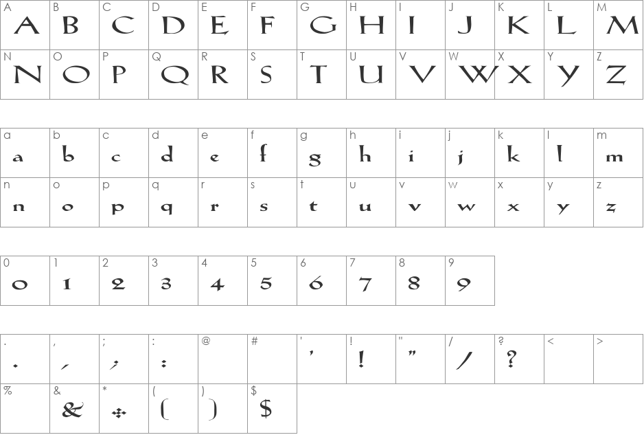 LilHvy Ex font character map preview