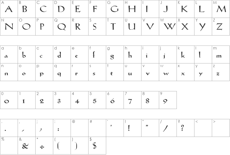 LilHvy Wd font character map preview