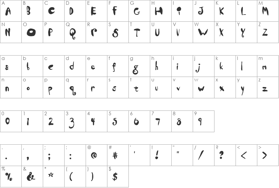 Lilla font character map preview