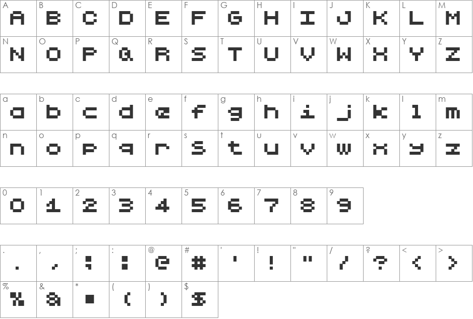 Lilliput Steps font character map preview
