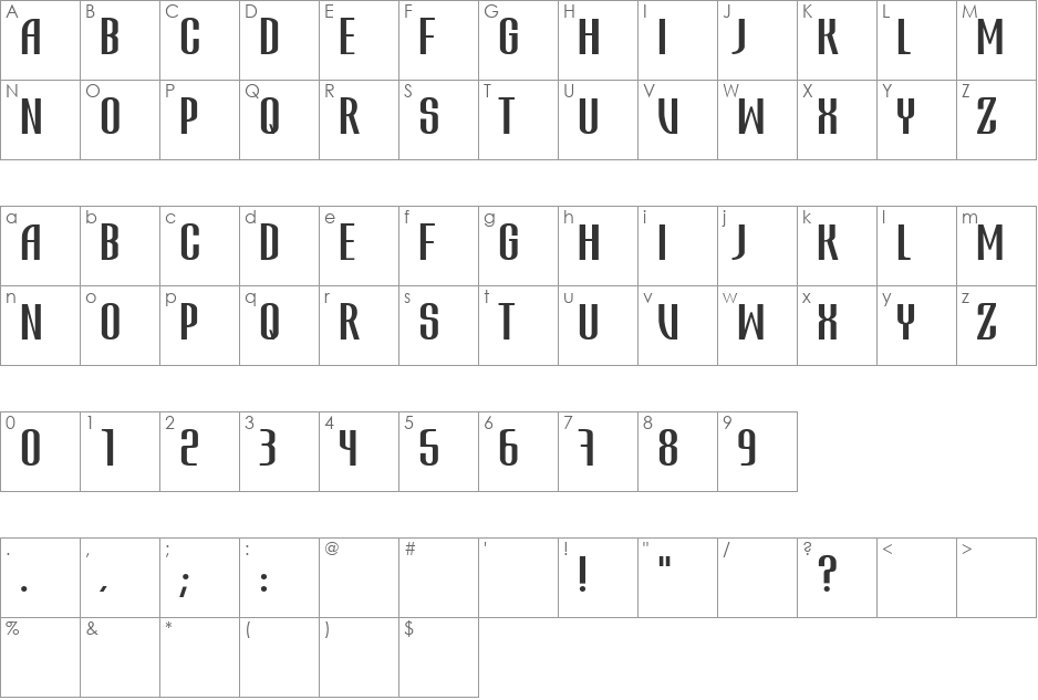 Atvice font character map preview