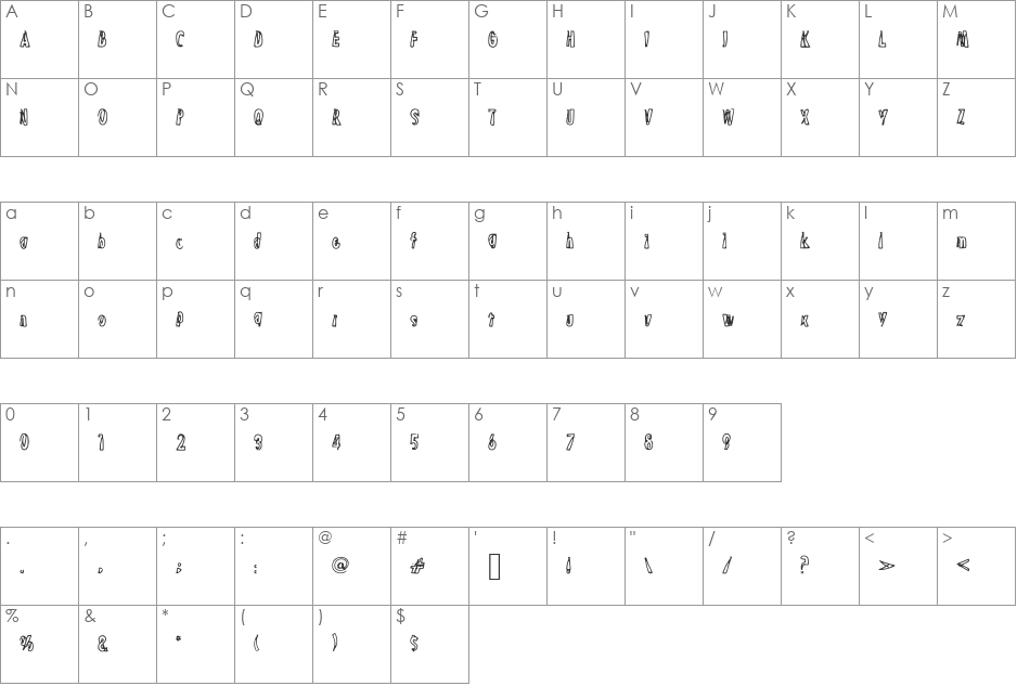 Lilly_sFont font character map preview