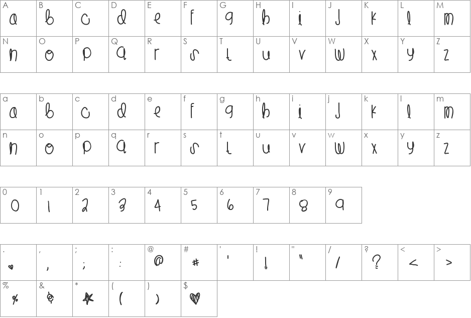 LilSpider font character map preview