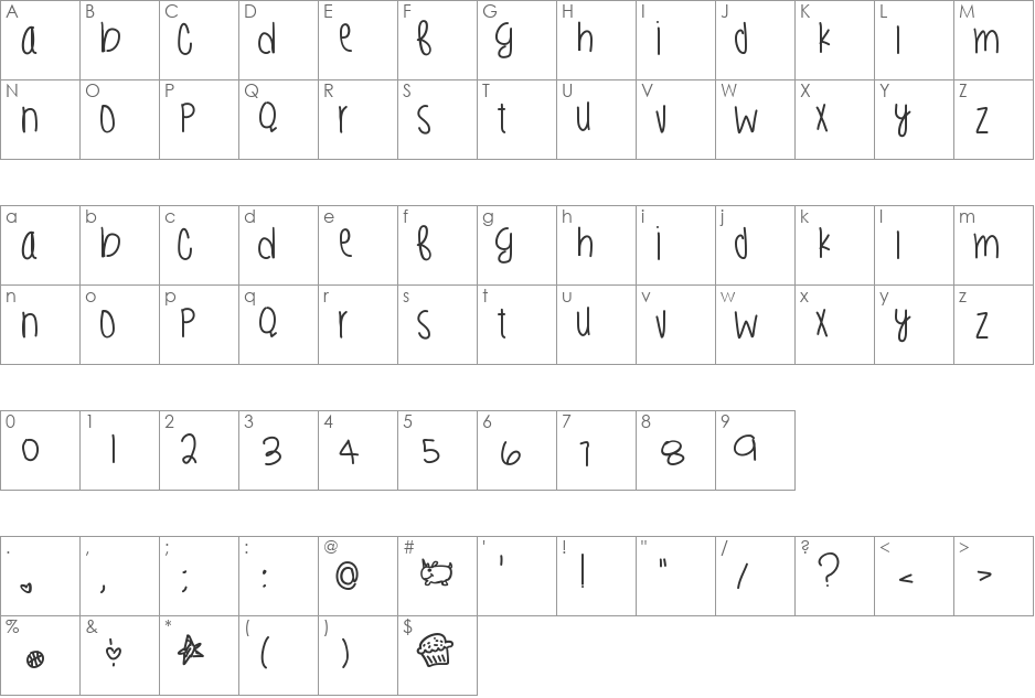 LilTastyGoods font character map preview