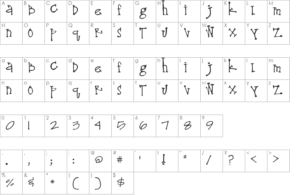 Lima Bean font character map preview