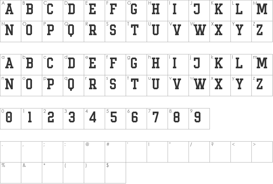 Limbus font character map preview