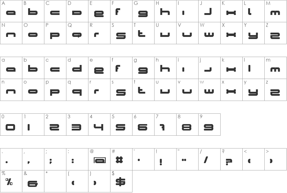 Limcy Biy font character map preview