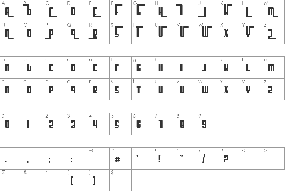 Limcy Bl font character map preview