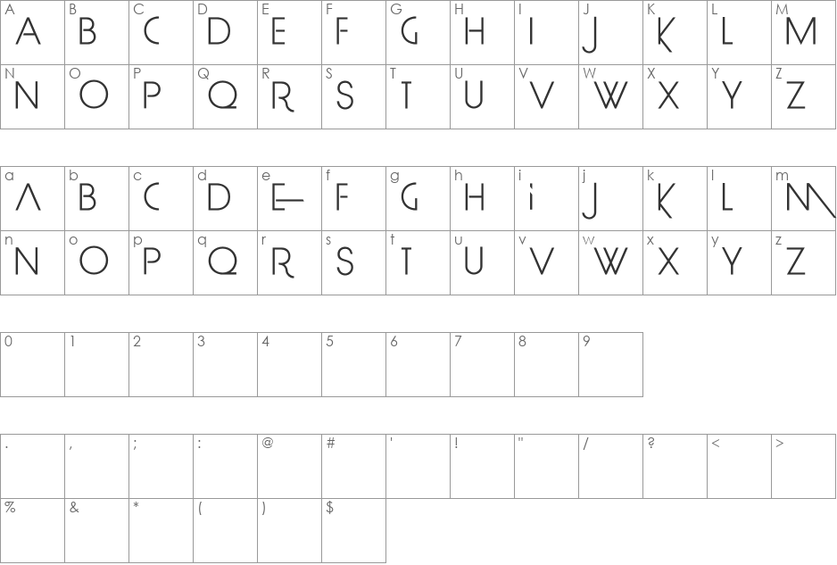 Limit Break font character map preview