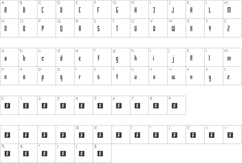 Limousine font character map preview