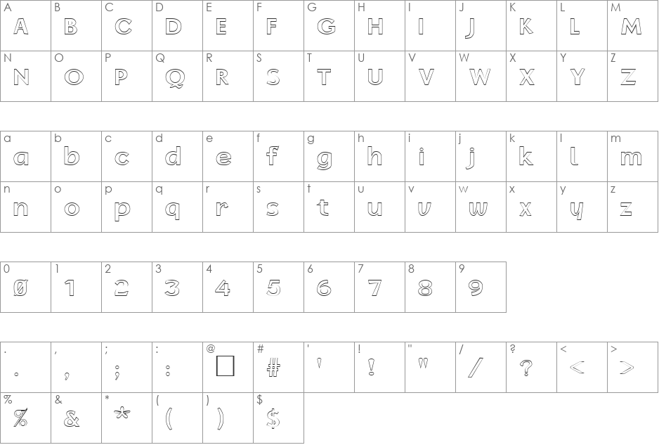 LimousineOpen font character map preview