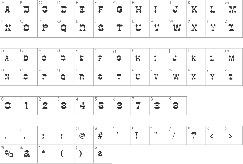 Lincoln font character map preview