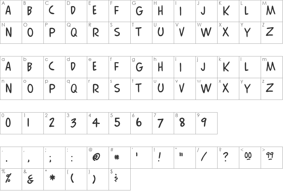 Lincon font character map preview