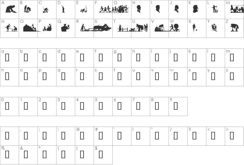 LINDINHA font character map preview