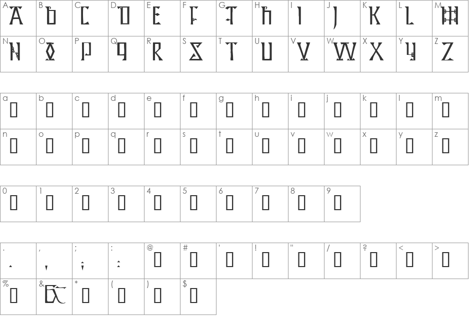 Lindisfarne font character map preview