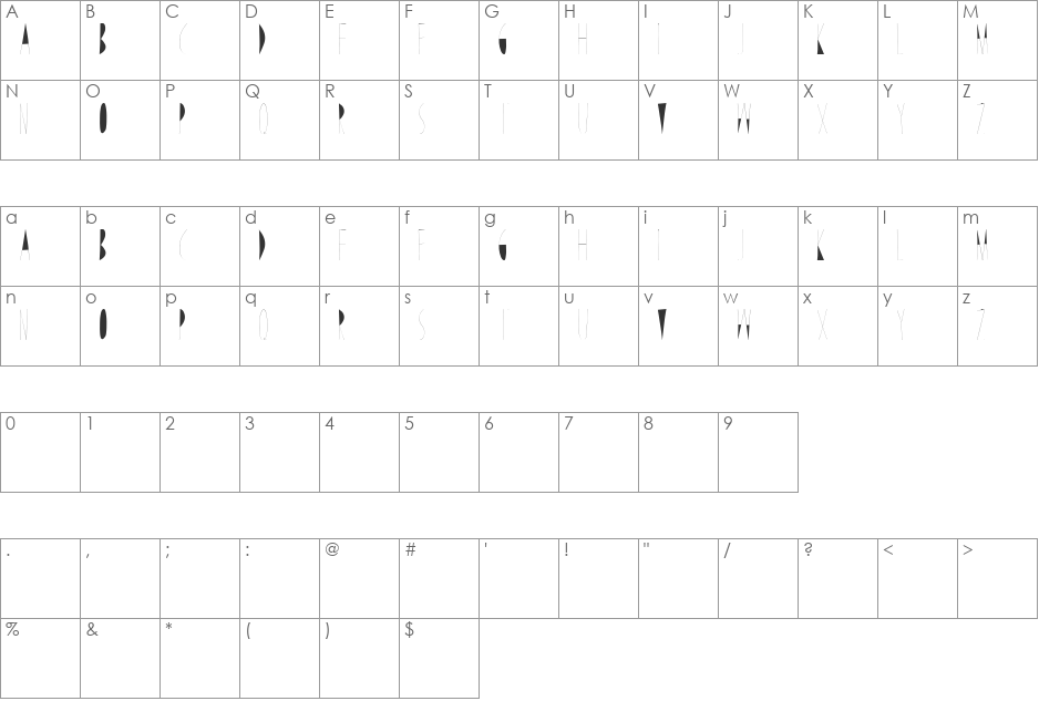 Line and Draw font character map preview