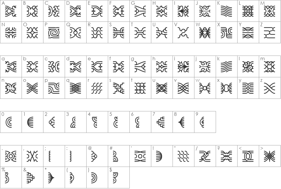 Line Dings (BRK) font character map preview