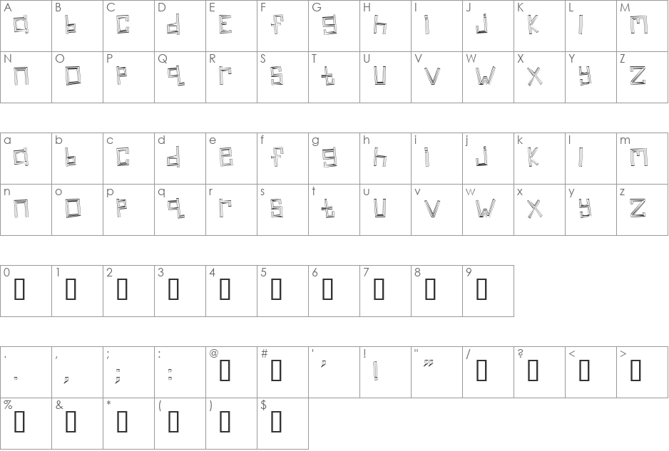 Linear font character map preview