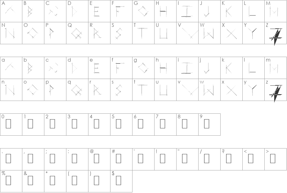 Linear Curve font character map preview