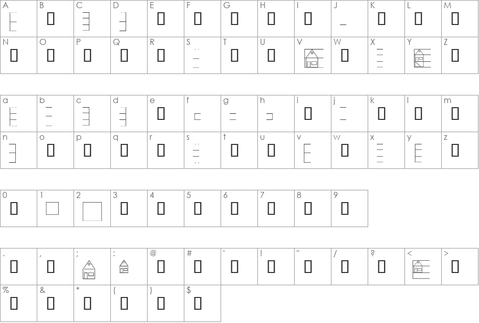 Lineatur font character map preview