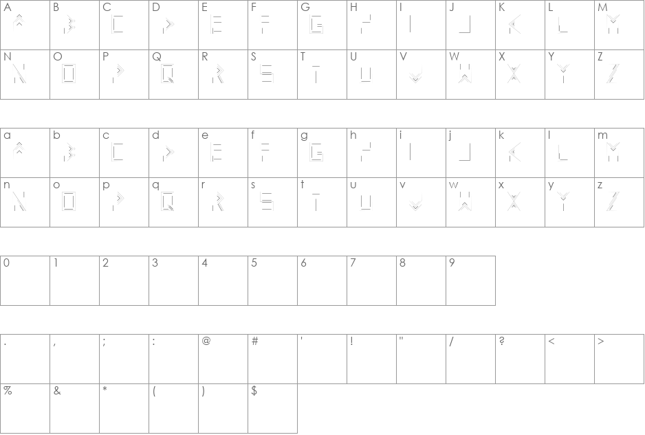 Linecap font character map preview
