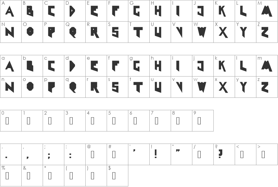 LineLineShapeClean font character map preview