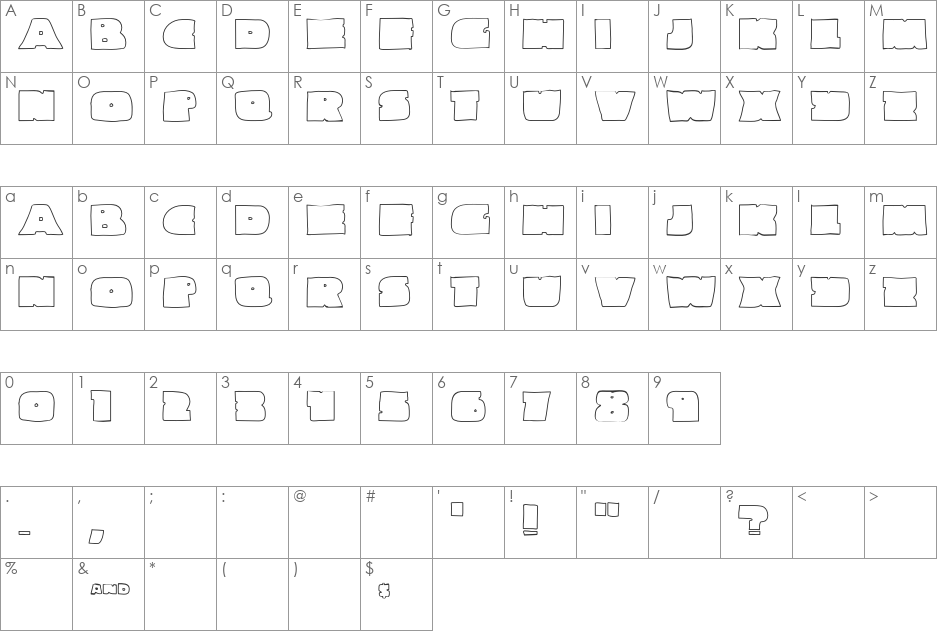 Linemaster font character map preview