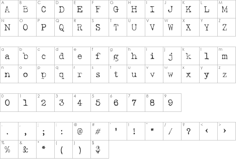 Linenstroke font character map preview