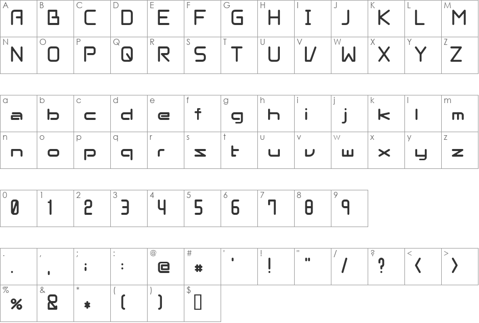 linernix font character map preview