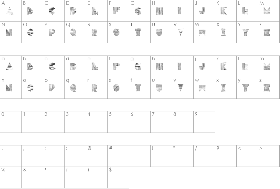 Lines font character map preview