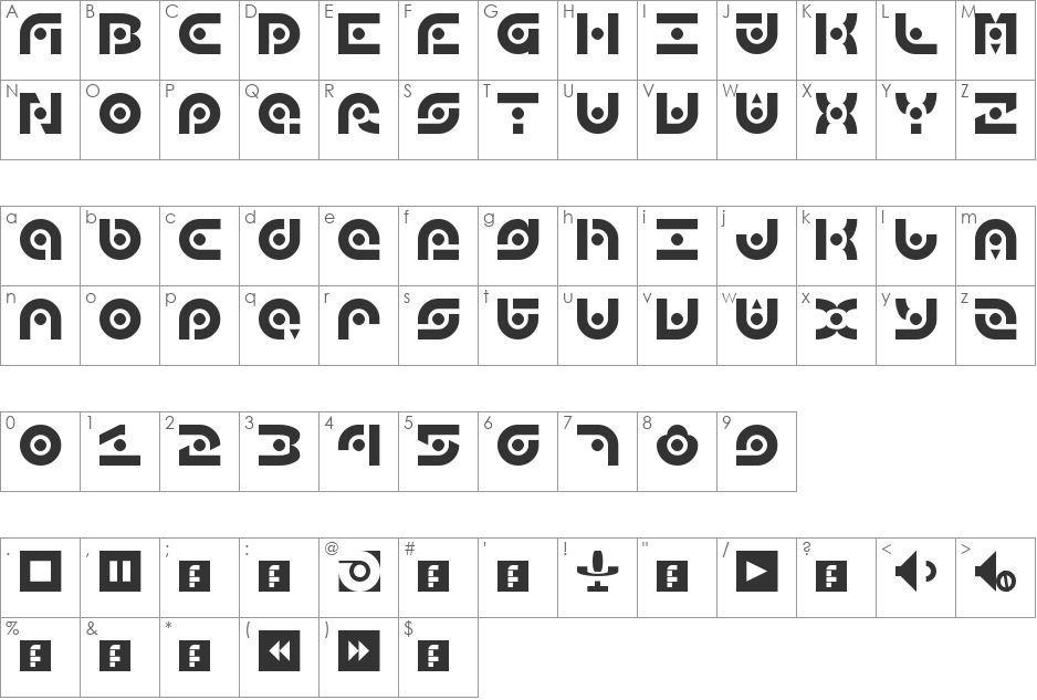audio 2012 font character map preview