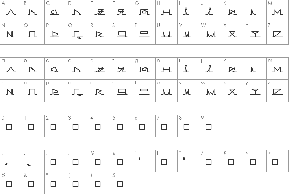 Lines of life font character map preview