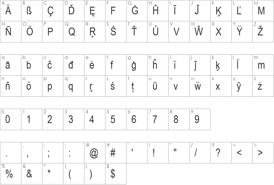 Linguine Linguist font character map preview
