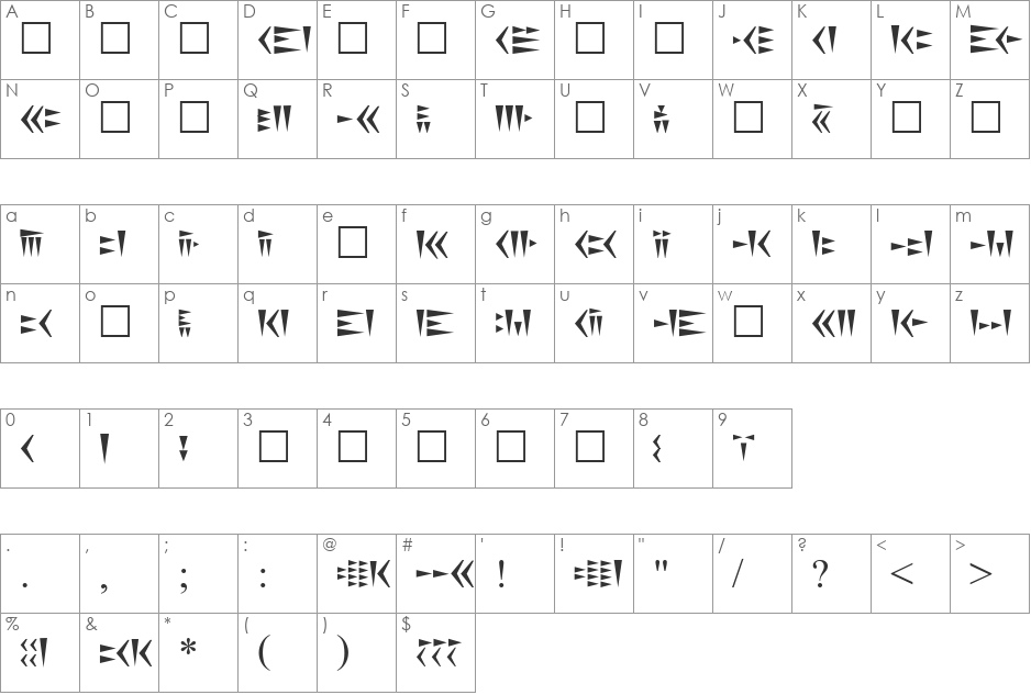 Linguist Old Persian font character map preview