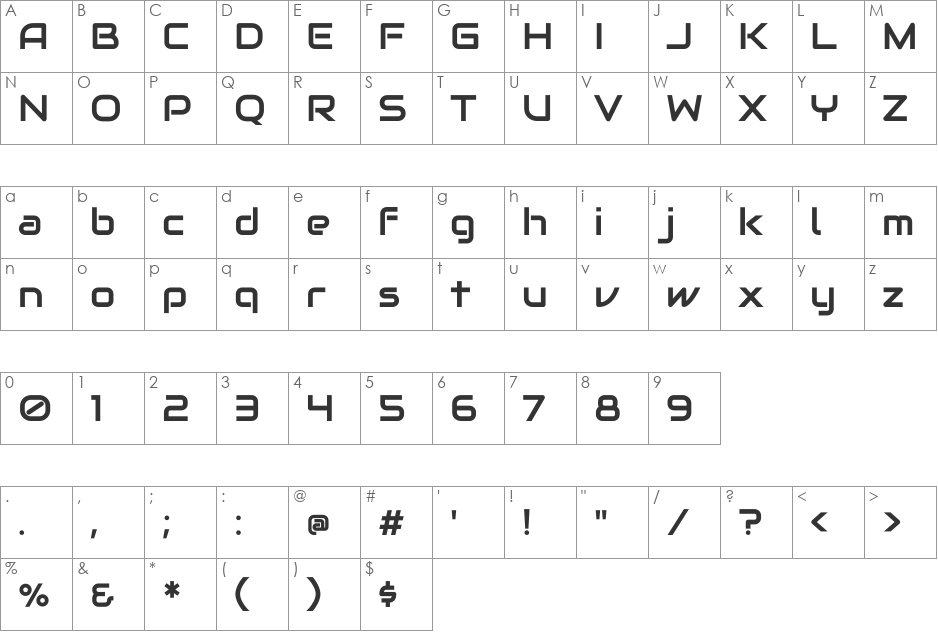 Audiowide font character map preview