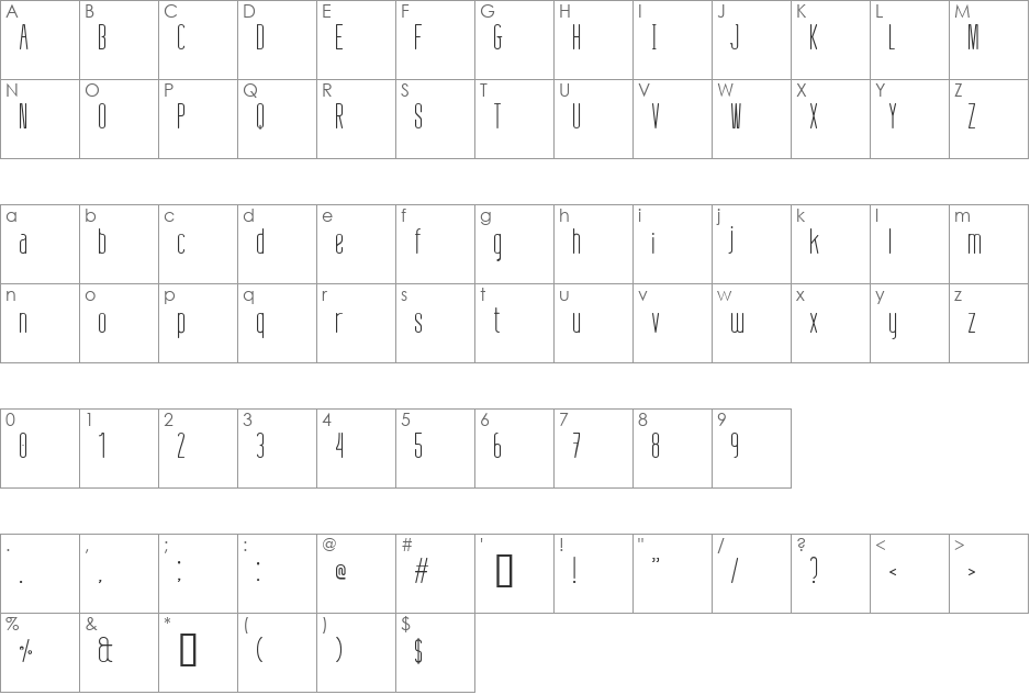 Linja font character map preview