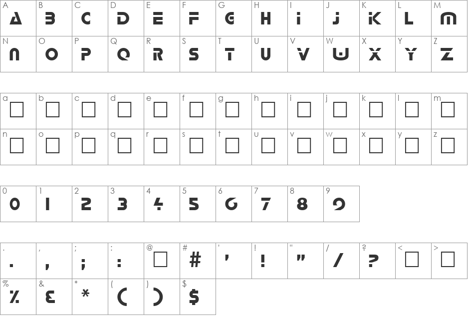 Linker font character map preview