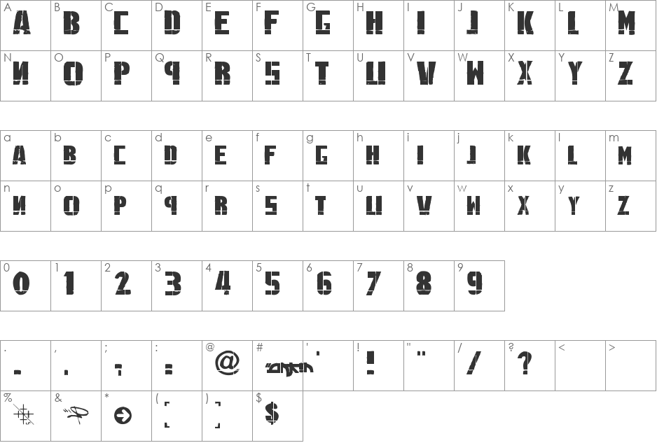 Linkin Park font character map preview