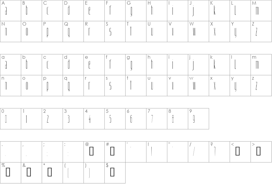 linnette font character map preview