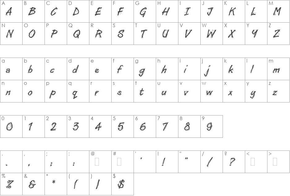 Lino Cut font character map preview