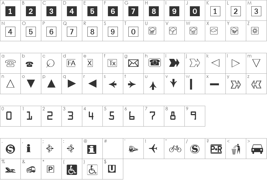 Linobats font character map preview