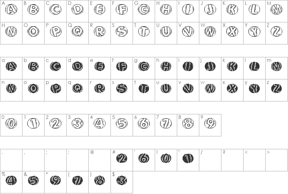 LinoCapsAR font character map preview