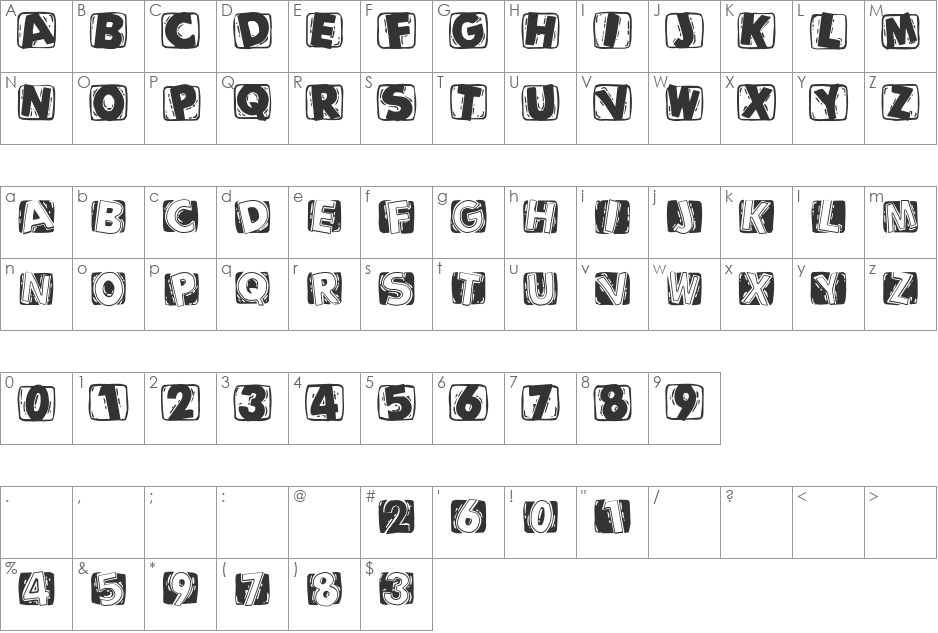 LinocapsB font character map preview