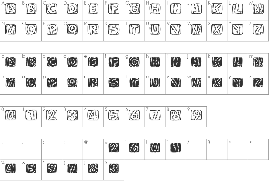 LinocapsBR font character map preview