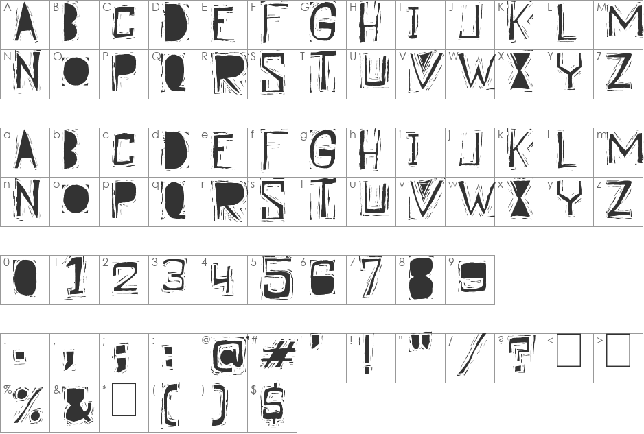 Linographer font character map preview