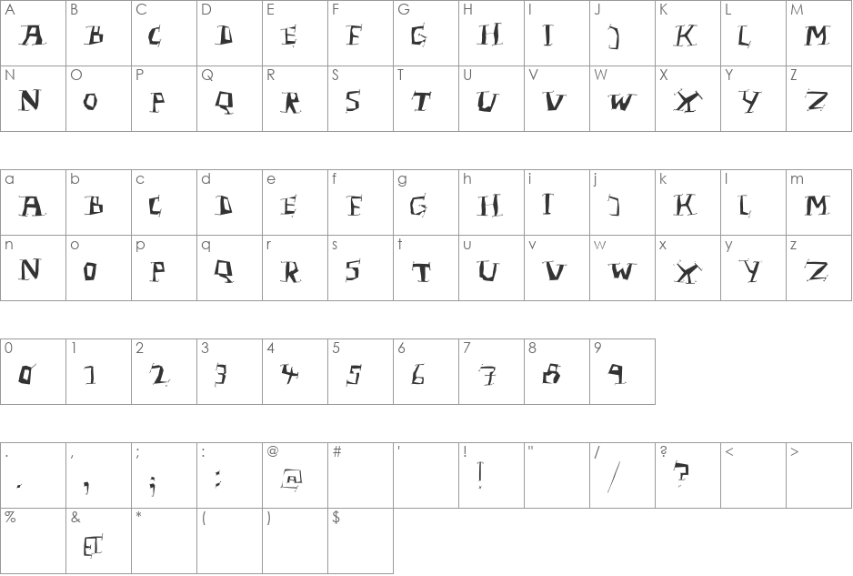 Linolphabet-Bold font character map preview