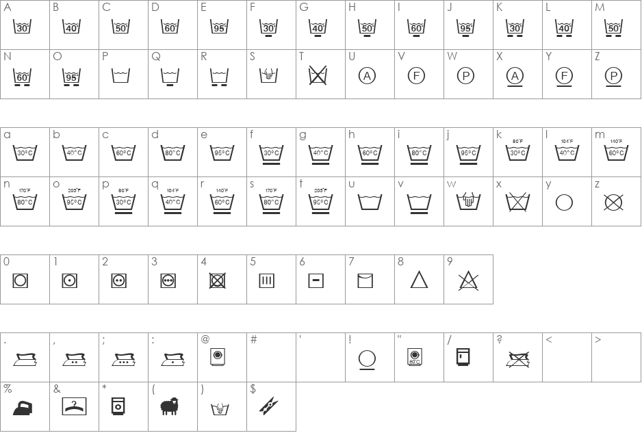 Linotype Textile Pi font character map preview