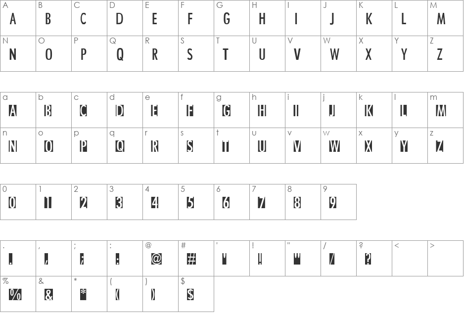 accused font character map preview