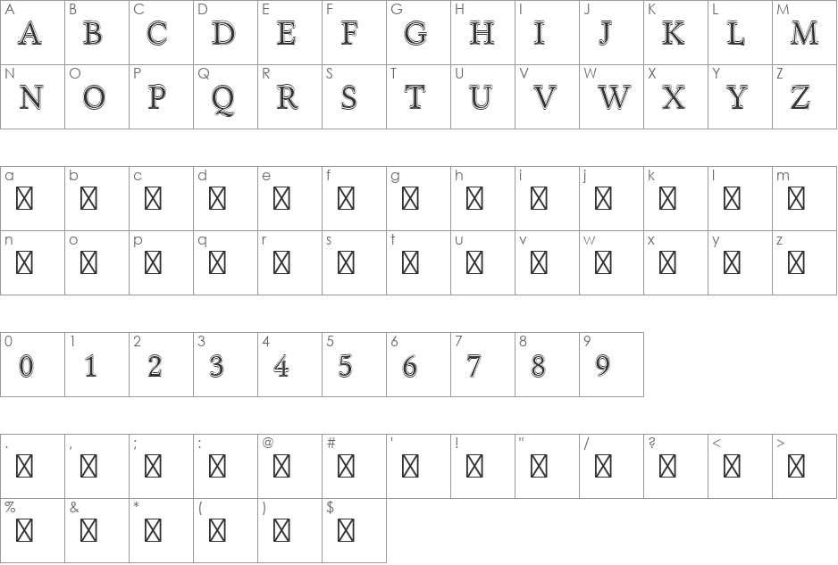 Linux Libertine Initials font character map preview
