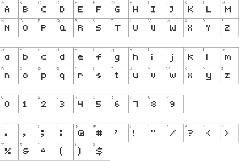 Lionel Micro NBP font character map preview